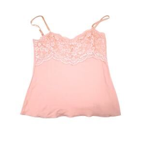 Y2K Babydoll Camisole Top Sz L Pink Lace Stretch Barbie Festival Boho Coquette